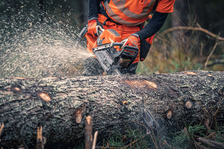Husqvarna Chainsaw In Action